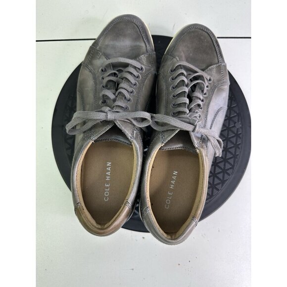 Cole Haan Shoes Mens 9.5 M Vartan Sneakers Gray Leather Lace Up Low Top C21802 - Picture 4 of 8